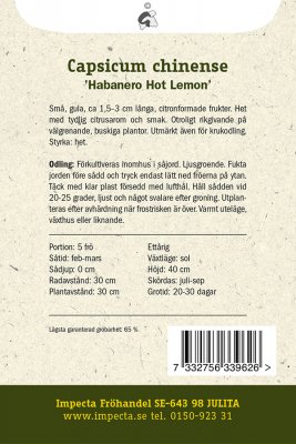 Havannapeppar 'Habanero Hot Lemon'
