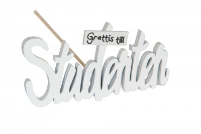 Grattis Till Studenten stick vit 8cm