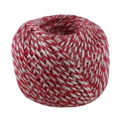 Snöre Jute Röd/vit 125m
