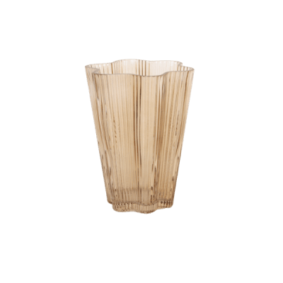 Glasvas Räfflad Beige 16xH20cm