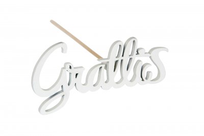 Grattis stick vit 8x4cm