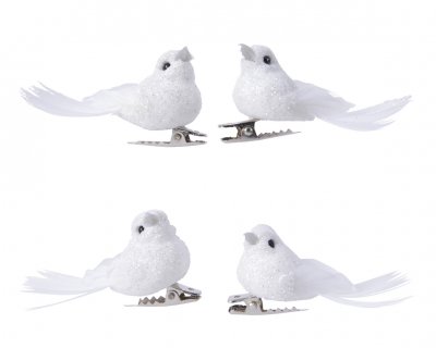 Fågel Clip 2x5x2,5cm Vit 4-pack
