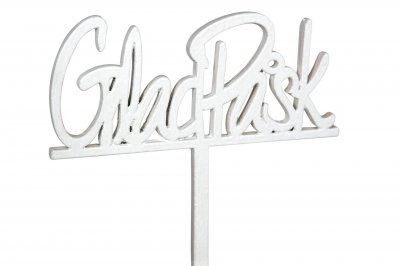 Glad Påsk Pinne Vit 9x4cm