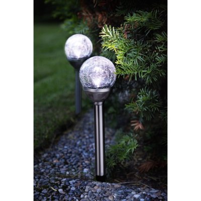 Solcell Lampa Glaskula 2-pack LED Krom