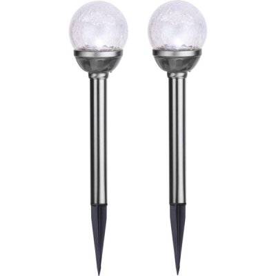 Solcell Lampa Glaskula 2-pack LED Krom