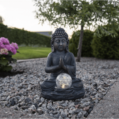 Solcellsdekoration Buddha Grå 18x27x16cm