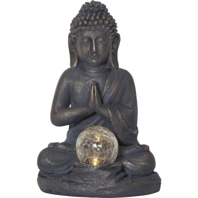 Solcellsdekoration Buddha Grå 18x27x16cm