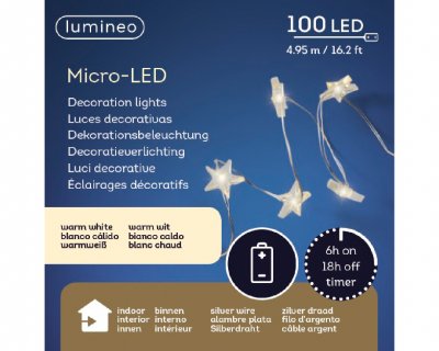 Slinga Stjärnor 100st LED 495cm 6h Timer