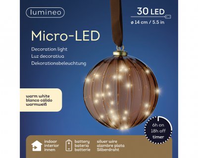 Glaskula LED Brun 14cm