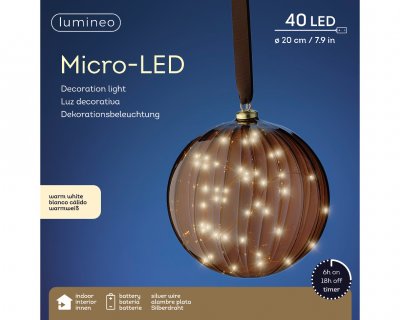 Glaskula LED Brun 20cm