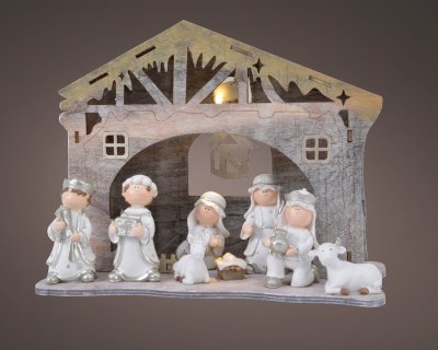 Julkrubba 8st Figurer 13,5x25x19cm