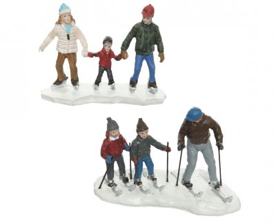 Familj med skidor 4x9,5x7cm 2-pack