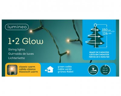 Julgransbelysning LED 1-2 Glow Basic Klassisk Varmvit 126st H150cm