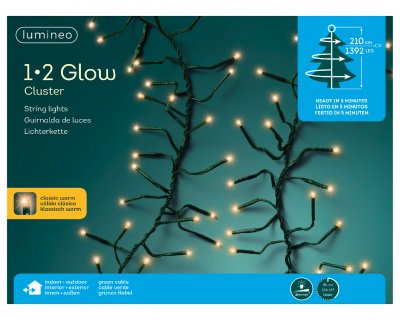 Julgransbelysning LED 1-2 Glow Cluster Klassisk Varmvit 1392st H210cm