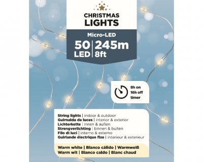Ljusslinga Micro LED Varmvit 50st 2,45m