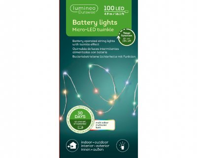 Ljusslinga Micro LED Batteri Twinkle Multi 100st 4,95m