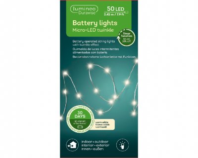Ljusslinga Micro LED Batteri Twinkle Varmvit 50st 2,45m