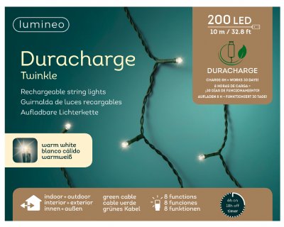 Ljusslinga LED Duracharge Basic Twinkle Varmvit 200st 10m