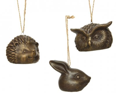 Juldekoration Djurhuvud 4,8x6x5,6cm Brun/guld