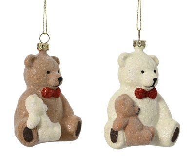Nalle med bebis Brun/vit 8x6,8x11cm