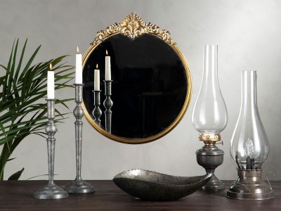 Spegel Rund Ornament Guld 50cm