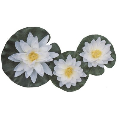 Flytande Näckros silke vit set 3st