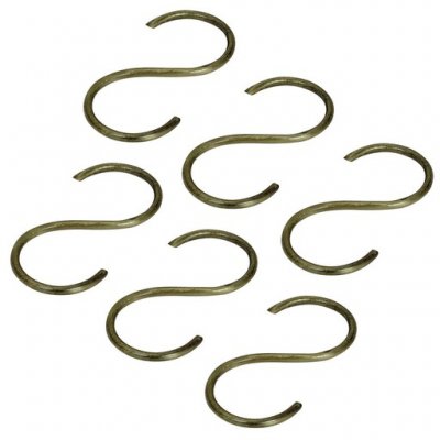 S-krokar Antik mässing 6-pack