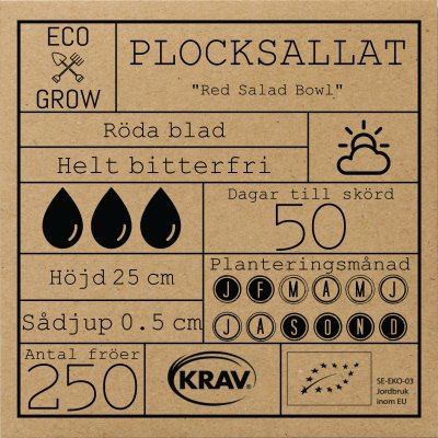Sallat, Plock-, Red Salad Bowl, Ekologisk