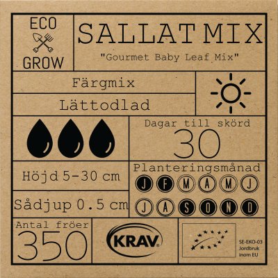 Sallat, Baby Leaf, Gourmet, Ekologisk