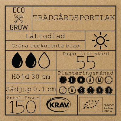 Trädgårdsportlak, Grön, Ekologisk