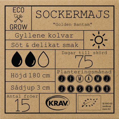 Majs, Socker-, Golden Bantam, Ekologisk