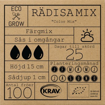 Rädisa Color Mix, Ekologisk