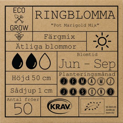 Ringblomma Pot Marigold Mix, Ekologisk