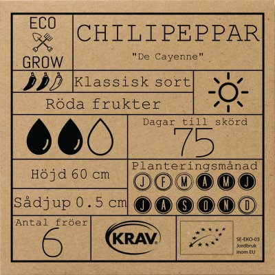 Chilipeppar, De Cayenne, Ekologisk
