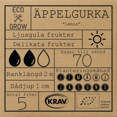 Äppelgurka Lemon, Ekologisk