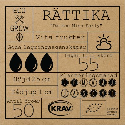 Rättika Daikon Mino Early, Ekologisk