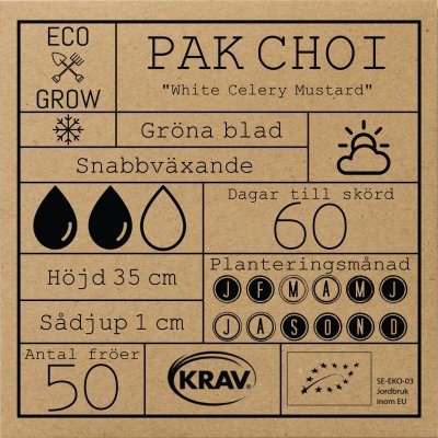 Pak Choi White Celery Mustard, Ekologisk