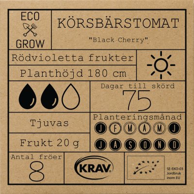 Tomat, Körsbärs-, Black Cherry, Ekologisk