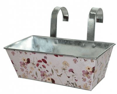 Balkonglåda Zink Blommor 35x15x13cm