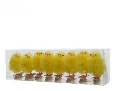 Kyckling på clip Gul 8-pack 3x5,5cm
