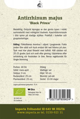 Lejongap, 'Black Prince', Ekologisk