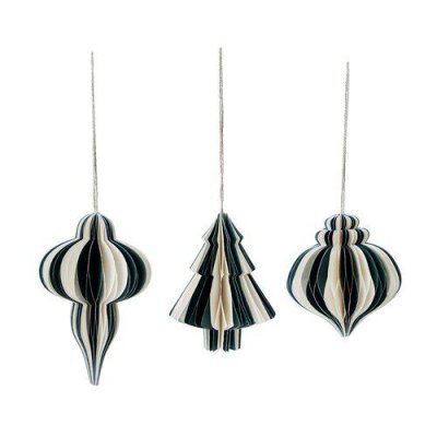 Julkula Rand Mix Offwhite / Grön 7,5cm 6-pack