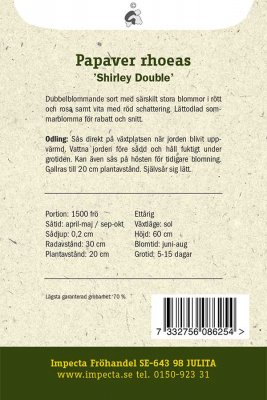 Vallmo, Korn-, Shirley Double