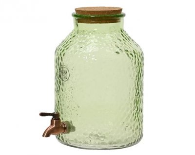 Glasbehållare med kran Grön 20xH30cm