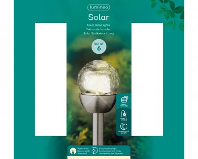 Solcell LED Vit 6x27,5x26cm 6-pack