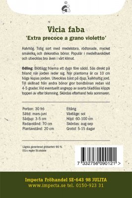 Böna, Bond-, Extra precoce a grano violetto