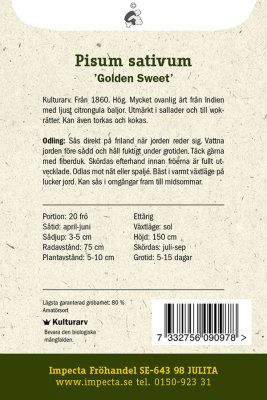 Ärt, Socker-, 'Golden Sweet'