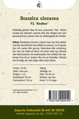 Kål, Purpur-, F1 Redbor