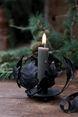 Ljusstake Eklöv Svart 14x13cm