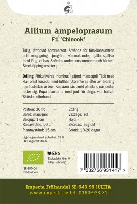 Lök, Purjo-, 'Chinook' F1, Ekologisk